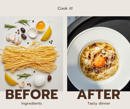Preparation of Ingredients for Tasty Dinner Facebook Design Template