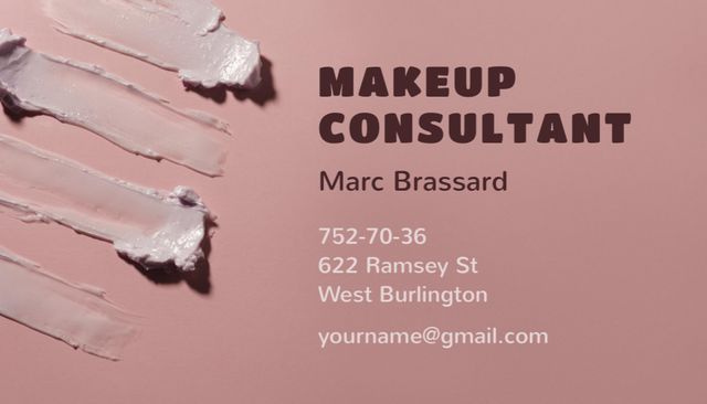 Designvorlage Makeup Consultant Services Offer with Cream Smudges für Business Card US