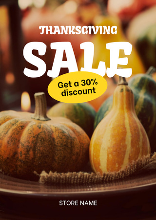 Thanksgiving Sale Announcement with Orange Pumpkins Flyer A6 tervezősablon