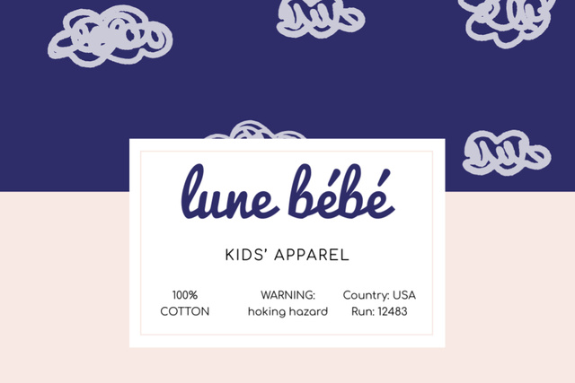 Kids Clothes brand ad on clouds pattern Label Design Template