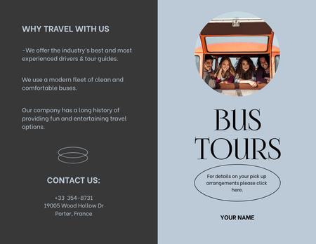 Bus Travel Tours Offer Brochure 8.5x11in Bi-fold tervezősablon