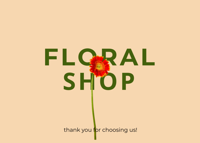 Flower Shop Thank You Message Postcard 5x7in Design Template