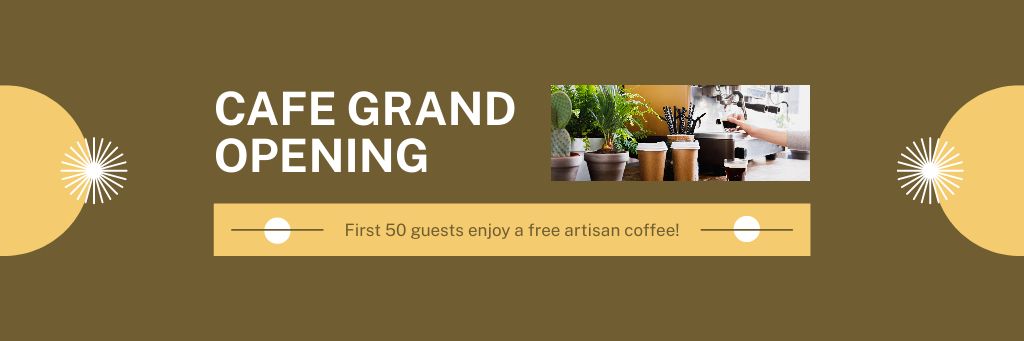 Spectacular Cafe Grand Opening Event With Promo Email header Šablona návrhu