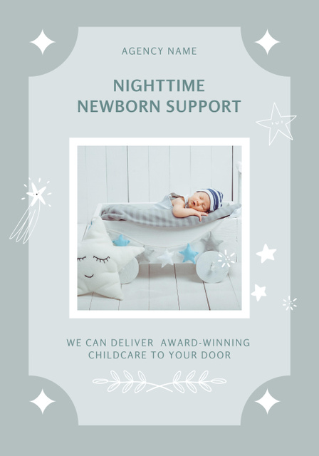 Night Care Services for Newborns Poster 28x40in Design Template