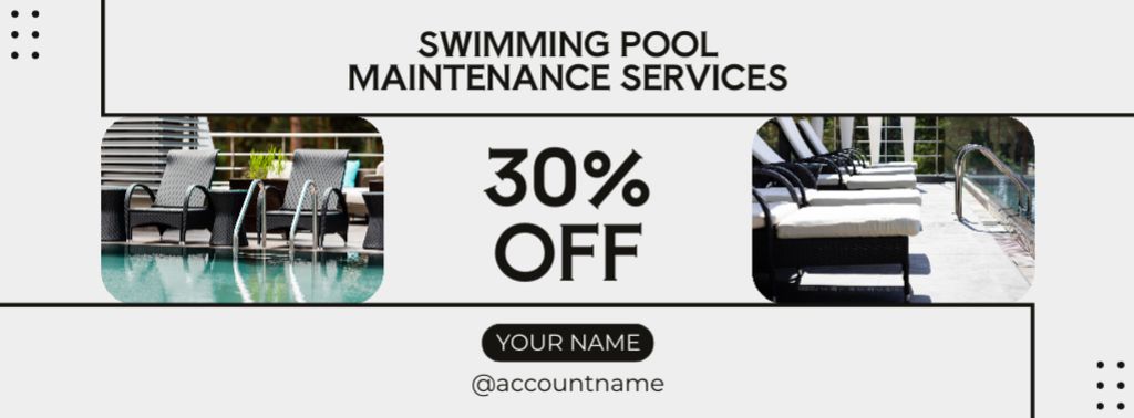 Ontwerpsjabloon van Facebook cover van Discounts on Pool Maintenance Services Ad