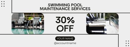 Plantilla de diseño de Anuncio de descuentos en servicios de mantenimiento de piscinas Facebook cover 