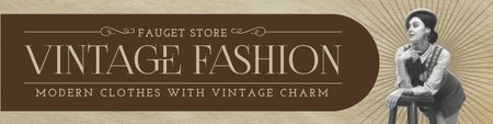 Ontwerpsjabloon van Twitter van Vintage mode spullen aanbieding in antiekwinkel