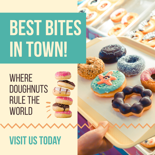 Platilla de diseño Mouthwatering Donuts Shop Promotion In Town Animated Post