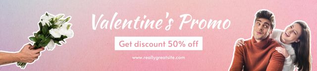 Valentine's Day Promo with Young Couple in Love Ebay Store Billboard Šablona návrhu
