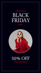 Black Friday Sale with Woman in Stunning Red Outfit