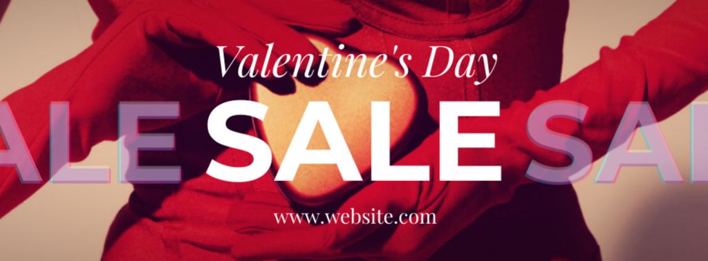 Valentine's Day Sale Announcement with Woman in Red Facebook cover Design Template