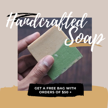 Handcrafted Soap Offer With Free Bag Animated Post Design Template