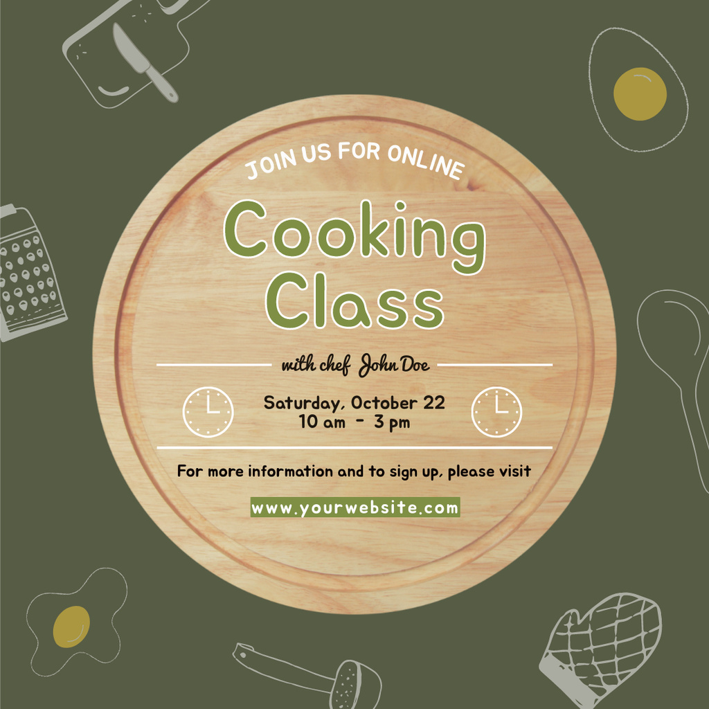 Modèle de visuel Cooking Class Announcement - Instagram
