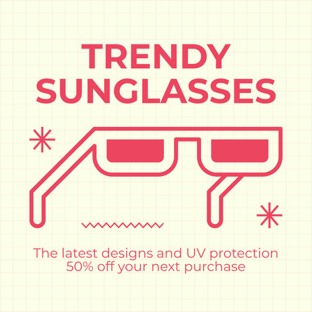 Szablon projektu Najnowsze modele okularów przeciwsłonecznych z ochroną UV za pół ceny Instagram AD