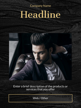 Стильний молодий чоловік з модною зачіскою Poster US – шаблон для дизайну