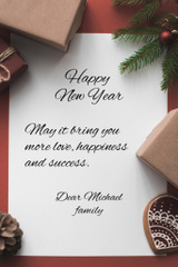 New Year Family Greetings with Decoration