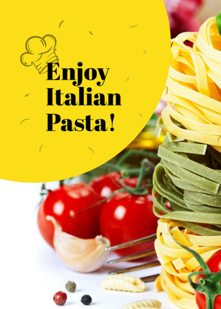 italialainen pasta ruokalaji Postcard 5x7in Vertical Design Template