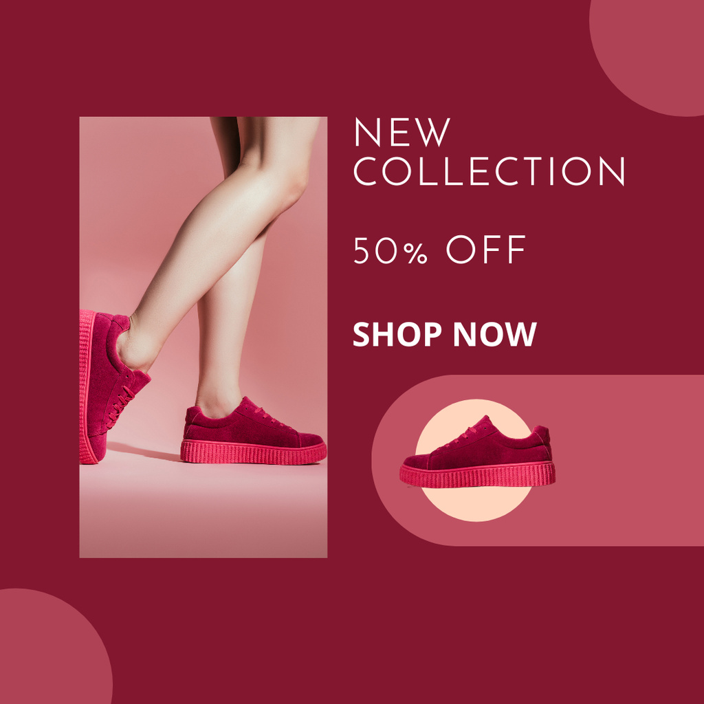 Plantilla de diseño de New Shoes Collection With Sneakers At Half Price Instagram 