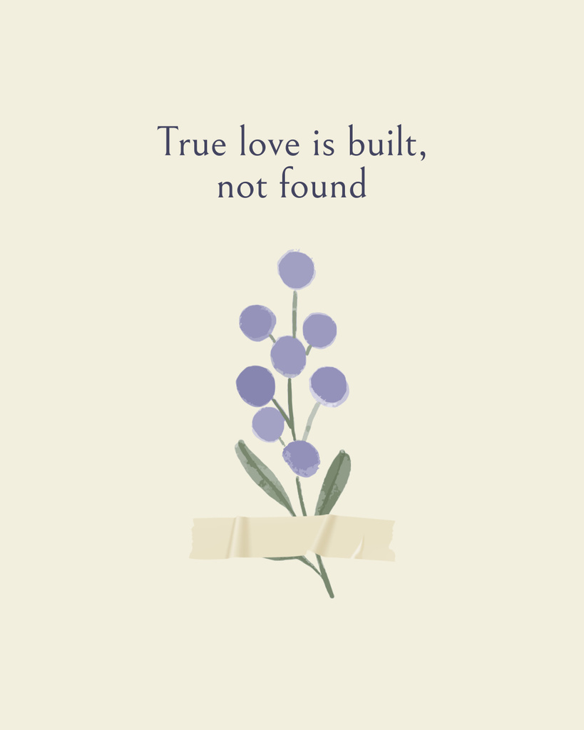 Ontwerpsjabloon van Instagram Post Vertical van Quote about Love with Illustration of Tender Flower