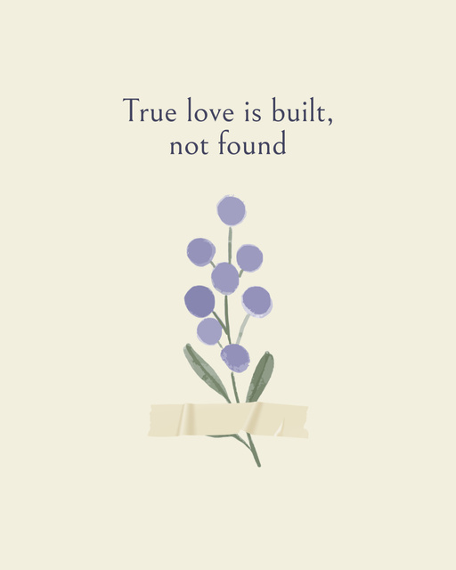Quote about Love with Illustration of Tender Flower Instagram Post Vertical Tasarım Şablonu