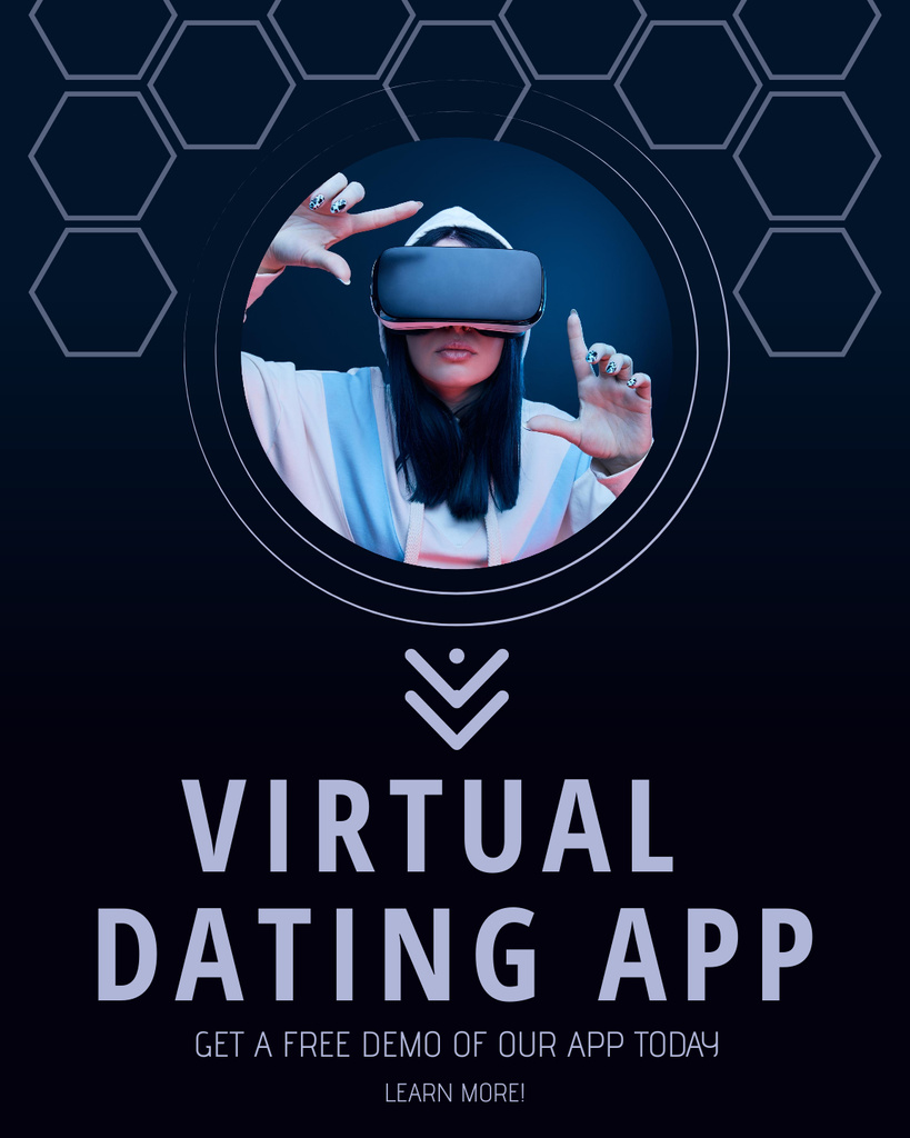 Designvorlage Virtual Dating App Offer with Girl in Glasses für Poster 16x20in