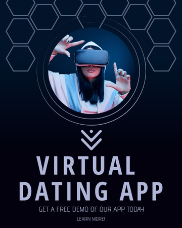 Modèle de visuel virtual sortir ensemble app avec fille dans des lunettes - Poster 16x20in