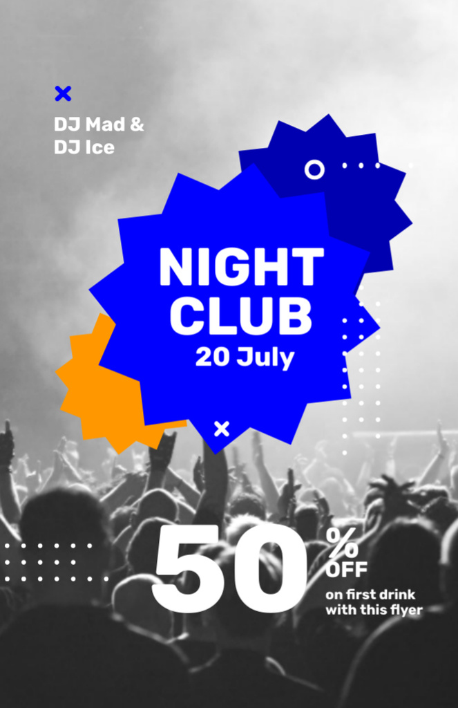 Modèle de visuel Summer Night Club Promotion With Discount On Drinks - Flyer 5.5x8.5in