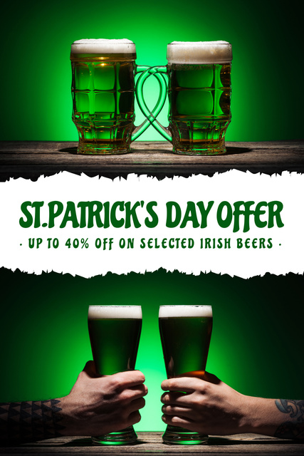 Plantilla de diseño de St. Patrick's Day Beer Special Pinterest 