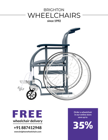 Template di design Annuncio del negozio di sedie a rotelle con offerta di sconto Poster 8.5x11in