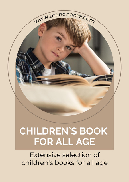 Offering of Children's Books for All Ages with Cute Kid Poster Modelo de Design