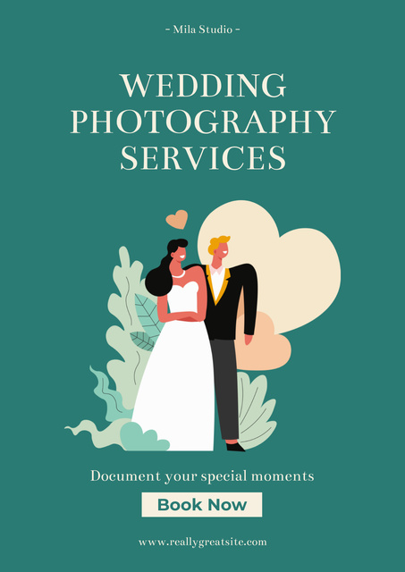 Wedding Photography Services Ad Poster Modelo de Design