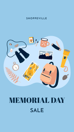 Memorial Day Sale Announcement on Blue Instagram Story Design Template