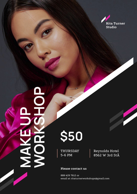 Modèle de visuel Makeup Workshop Ad with Young attractive woman - Poster