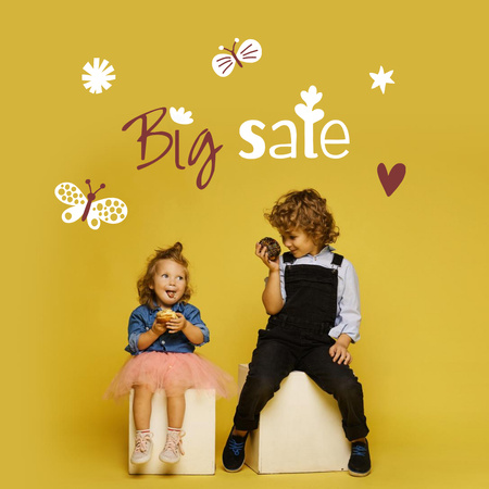 Sale Announcement with Cute little Kids Instagram Design Template