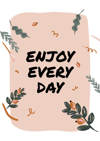 Inspirational Message With Illustrated Twigs Postcard A6 Vertical – шаблон для дизайна