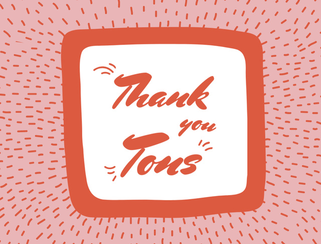 Thank You Text In Red Simple Frame Postcard 4.2x5.5in – шаблон для дизайну