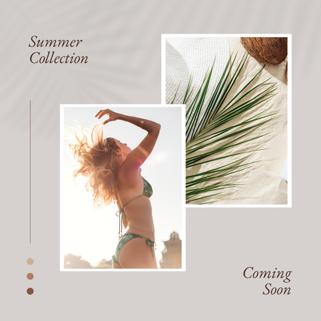 Pastel Collage of Summer Collection with Girl Instagram Design Template