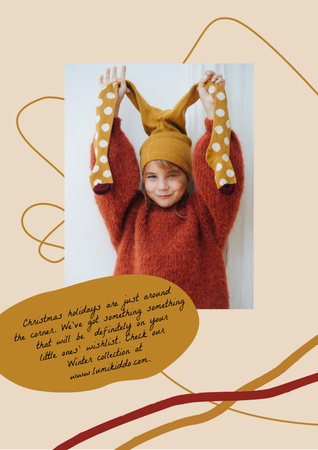 Designvorlage Kids' Clothes ad with smiling Girl für Poster