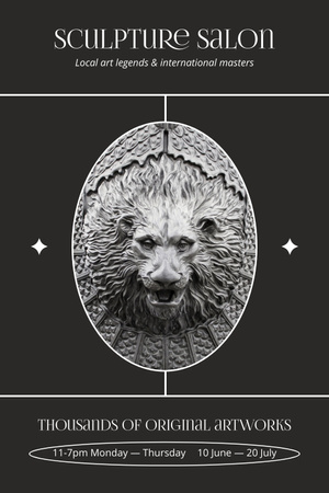 Προώθηση Σαλονιού Γλυπτικής με Κεφάλι Λιονταριού Pinterest Πρότυπο σχεδίασης