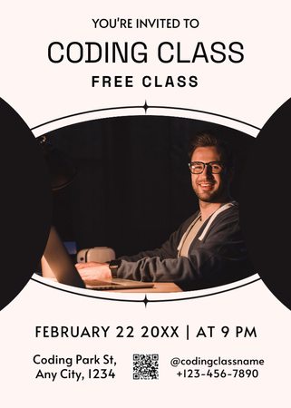 Coding Free Class Announcement with Programmer Invitation Design Template