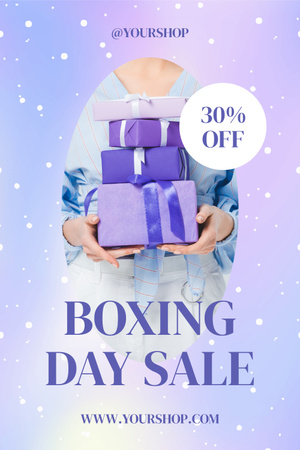 Plantilla de diseño de Elegante publicidad violeta de una venta de Boxing Day Pinterest 