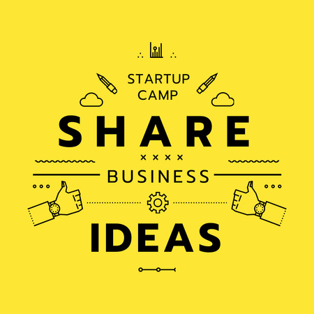 business camp edistäminen kuvakkeet keltainen Instagram Design Template
