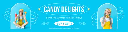 Cyber Monday Candies Sale Twitter Design Template