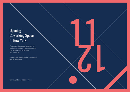 Template di design annuncio spazio di coworking di apertura Poster A2 Horizontal