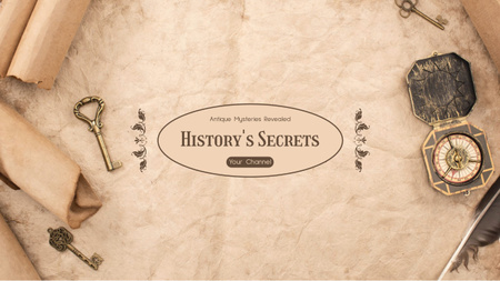 Designvorlage Geheimnisse der Geschichte mit antiken Schmuckstücken für Youtube