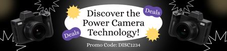 Offer of Discount Promo Code on Modern Camera Sale Ebay Store Billboard Design Template
