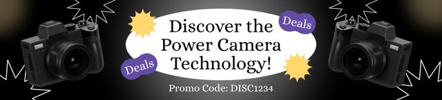 Designvorlage Offer of Discount Promo Code on Modern Camera Sale für Ebay Store Billboard