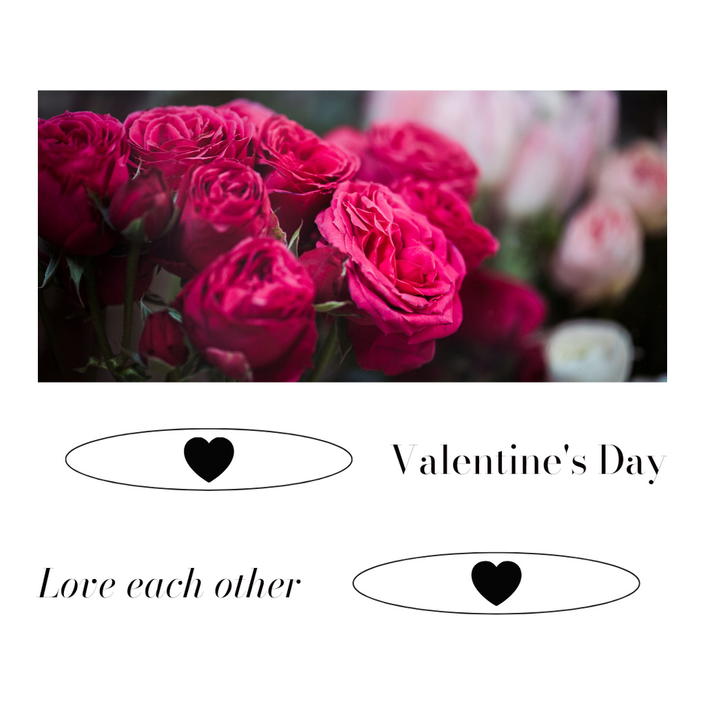 Valentine's Day Greeting with Flowers Instagram Modelo de Design