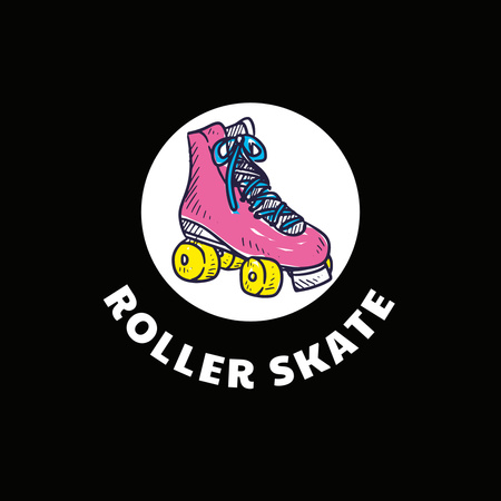 Roller Skates Illustration Logo Design Template