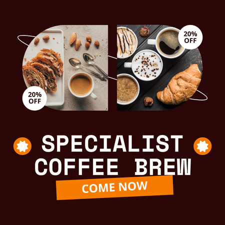 Fresh Croissant And Coffee With Toppings At Discounted Rates Instagram Design Template
